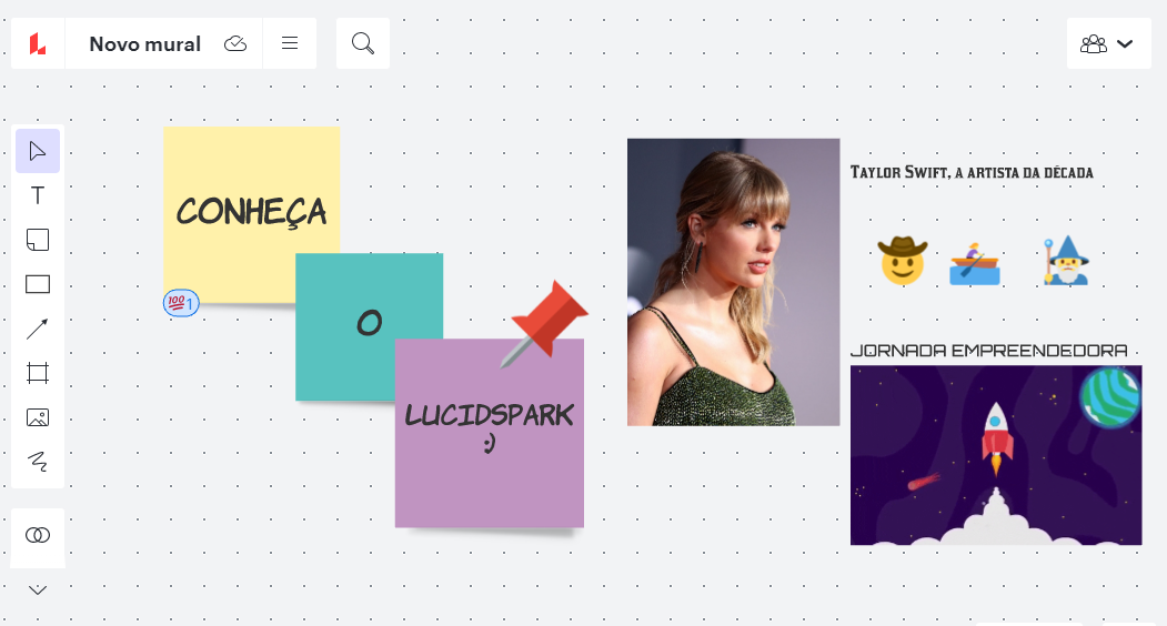 Lucidspark: Mural Onde A Equipe Pode Inserir Diferentes Tipos De Mídias (elementos, Fotos, Gifs) De Forma Síncrona Ou Assíncrona.